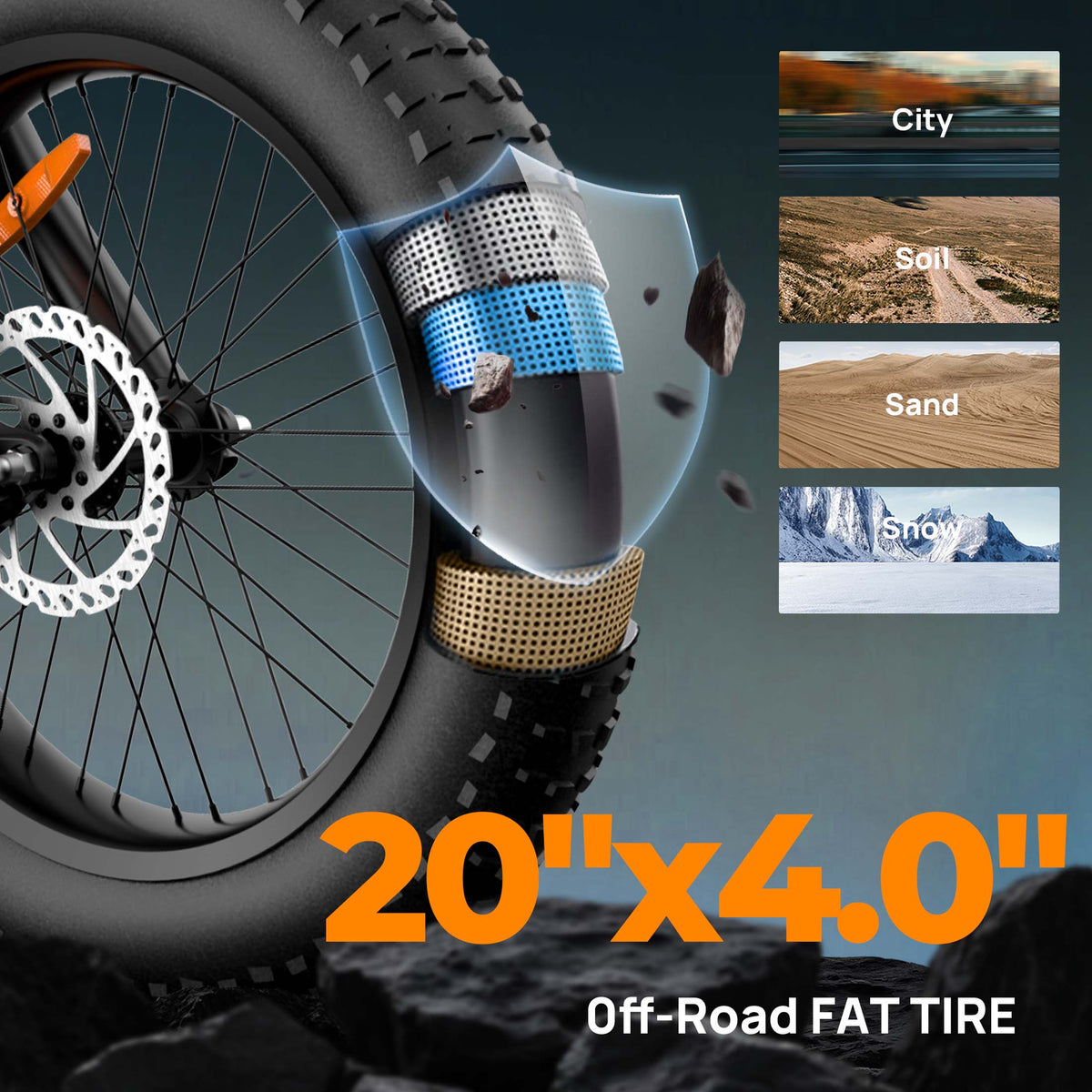 URLIFE T9 20" Off-Road Electric Bike 250W Motor 48V 15.6Ah Battery