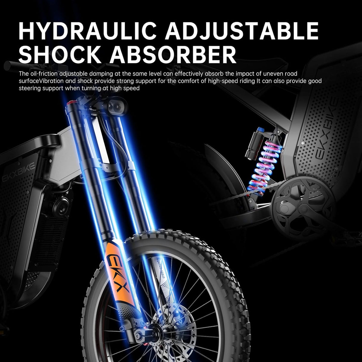 EKXBIKE X21 Max 19" Off-Road Electric Bike Dual Hydraulic Shock 3000W Motor 60V 30Ah Battery