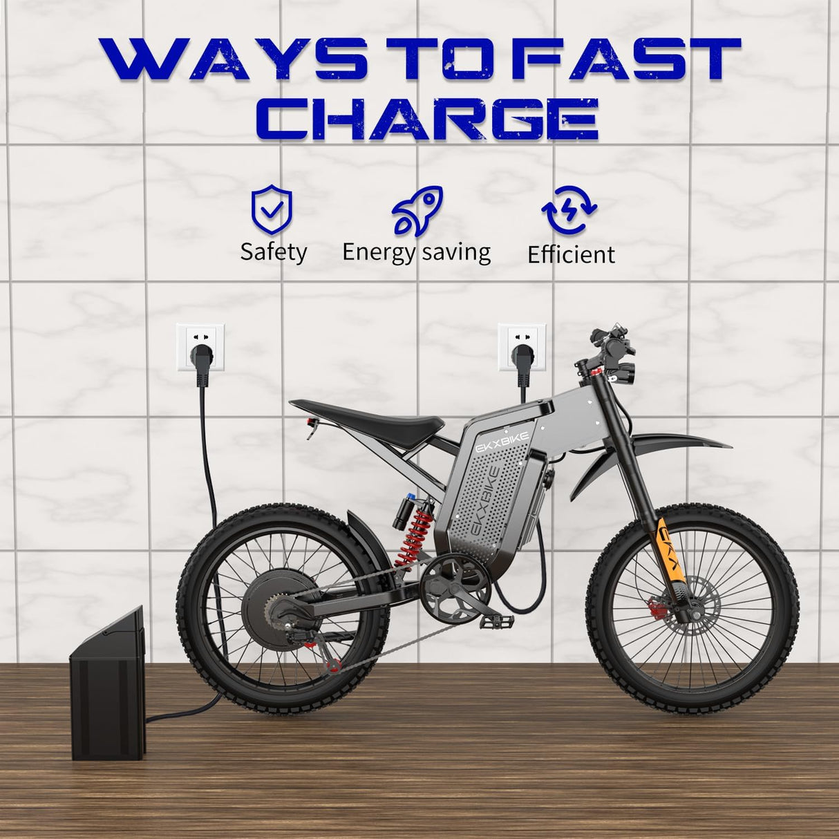 EKXBIKE X21 Max 19" Off-Road Electric Bike Dual Hydraulic Shock 3000W Motor 60V 30Ah Battery