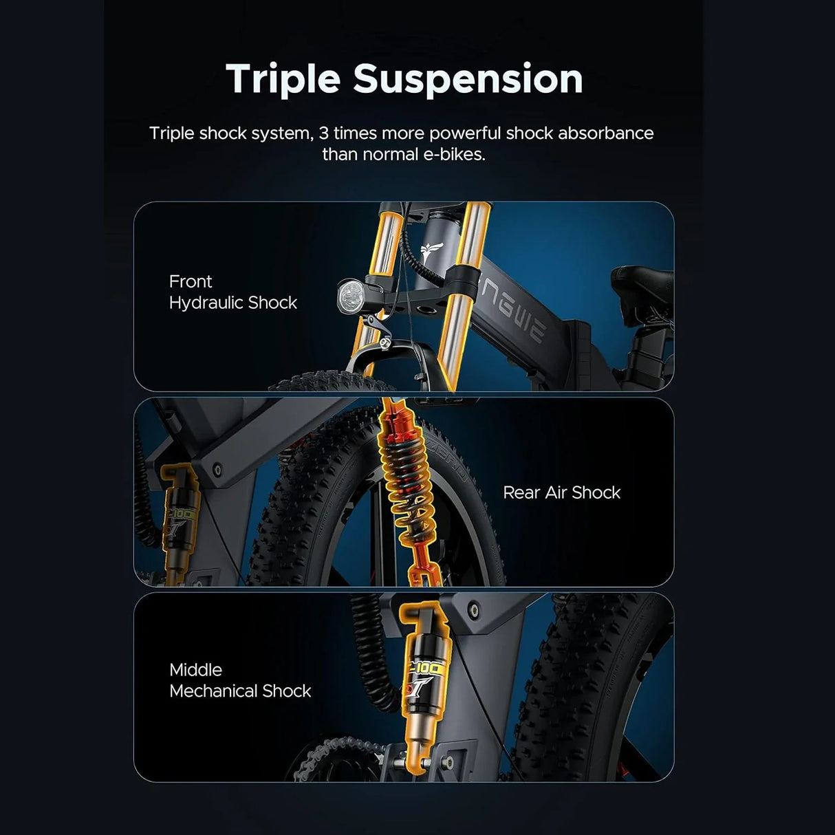 ENGWE X20 20" Fat Tire Folding Electric Bike MTB 1000W (Peak) Motor 48V 22.2Ah Dual Batteries