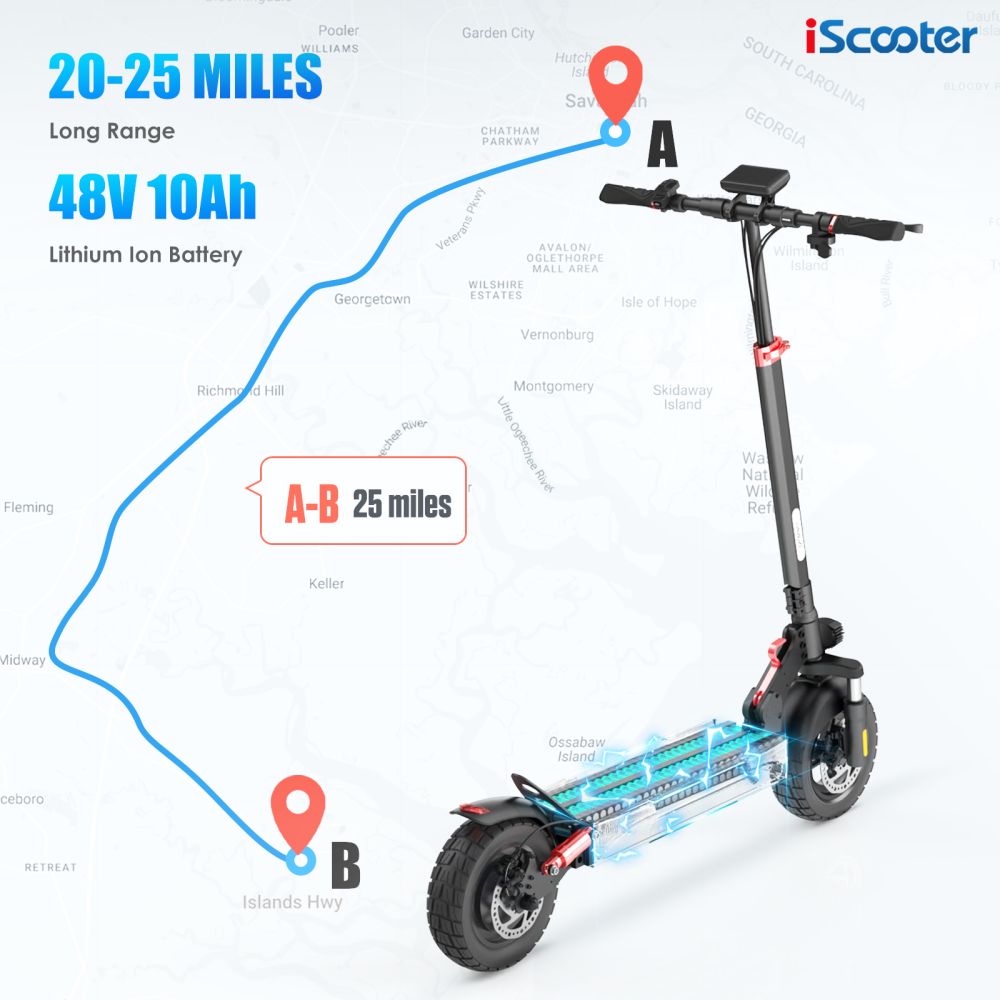 ISCOOTER IX3 10" Off Road Electric Scooter 800W Motor 48V 10Ah Battery