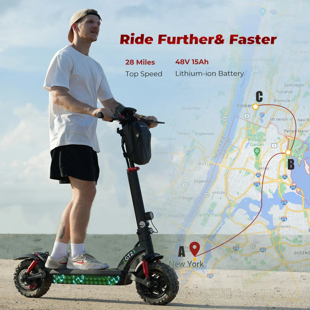 ISINWHEEL GT2 11" Folding Off Road Electric Scooter 800W Motor 48V 15Ah Battery