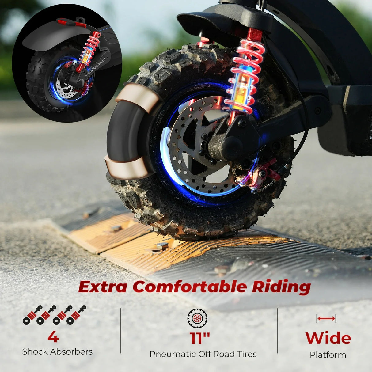 ISINWHEEL GT2 11" Folding Off Road Electric Scooter 800W Motor 48V 15Ah Battery