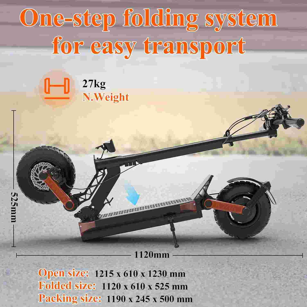 JOYOR S10-S-Z 10" Off Road Electric Scooter 2*1000W Dual Motors 60V 18Ah Battery