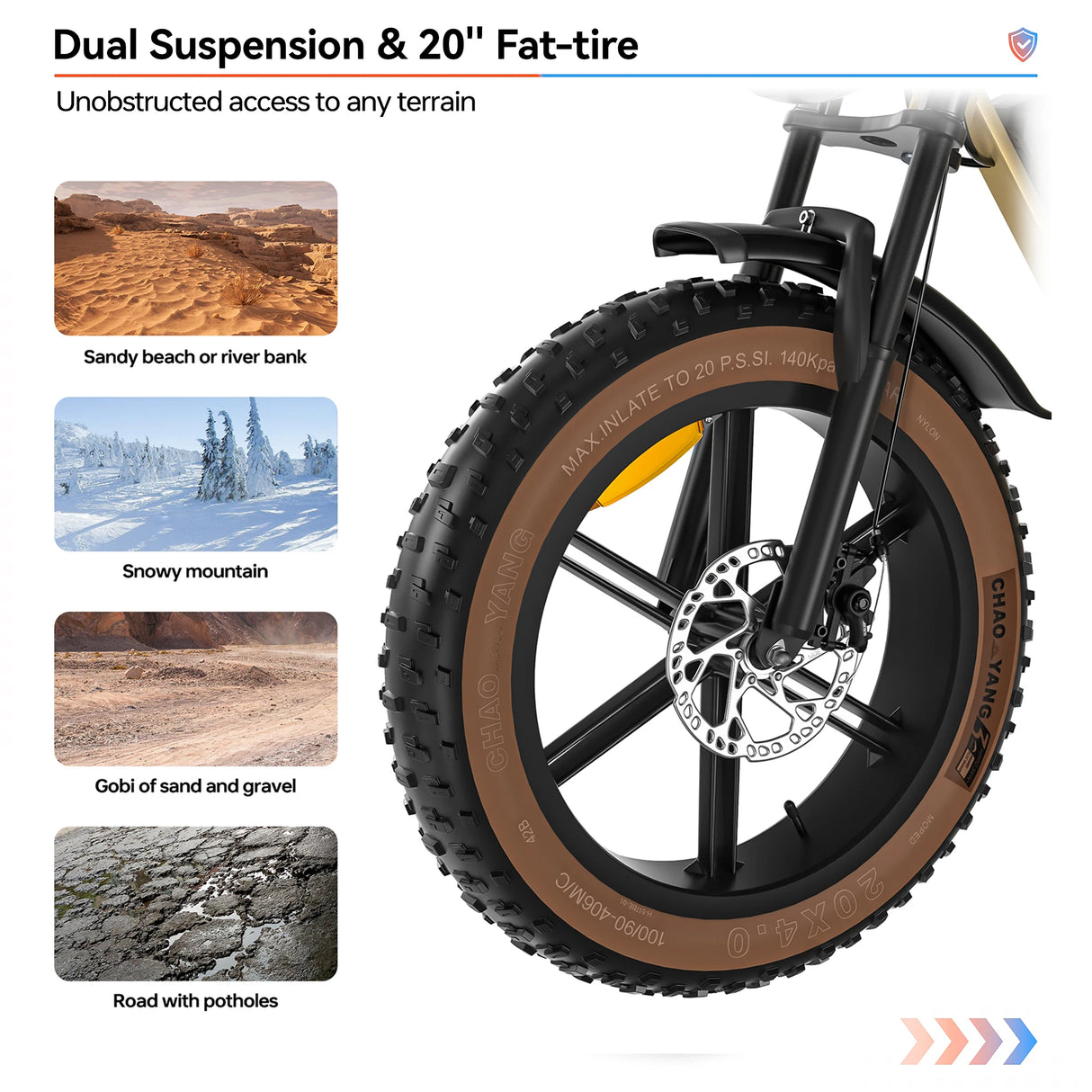 JANSNO X70 20" Fat Tires Electric Bikes 750W Motor 48V 14Ah+20Ah Dual Battery