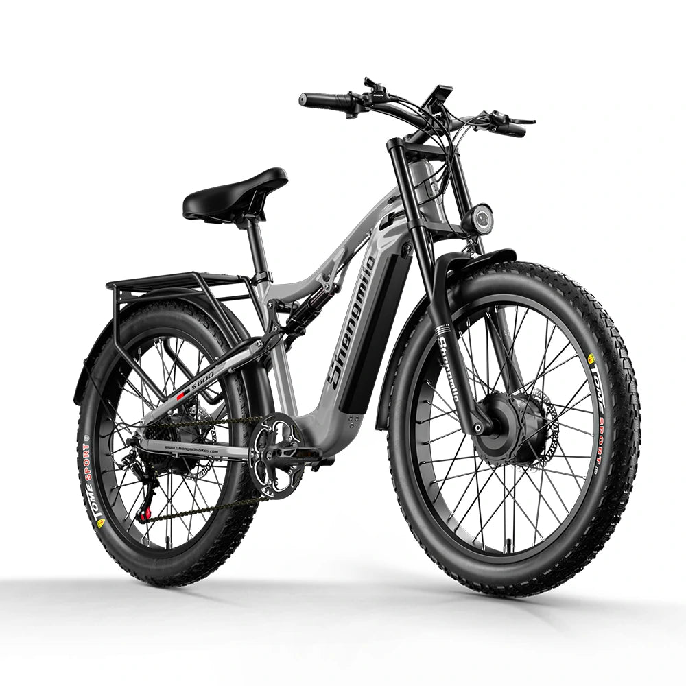 Vélo de montagne électrique SHENGMILO S600 26 pouces, double moteur 2000 W, batterie 48 V 17,5 Ah