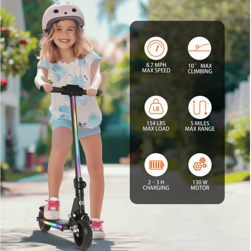 Trottinette électrique pliable SIMATE S5 6,5 pouces pour enfants, avec lampe torche, moteur 130 W, batterie 24 V 2,5 Ah