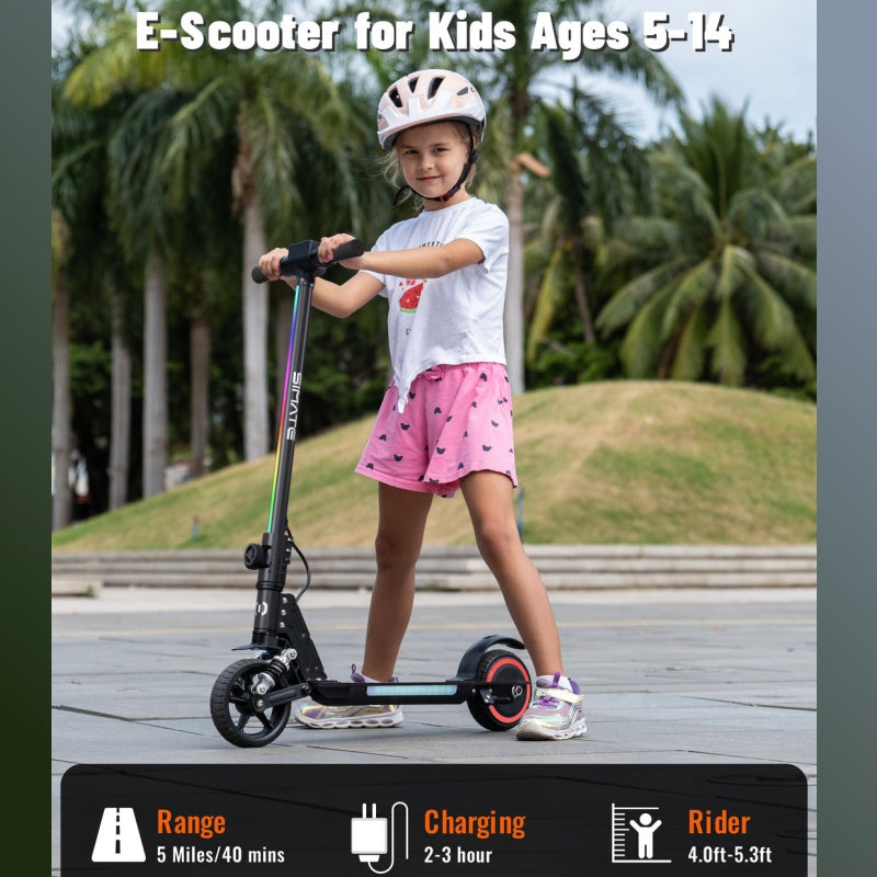 Trottinette électrique pliable SIMATE S5 6,5 pouces pour enfants, avec lampe torche, moteur 130 W, batterie 24 V 2,5 Ah