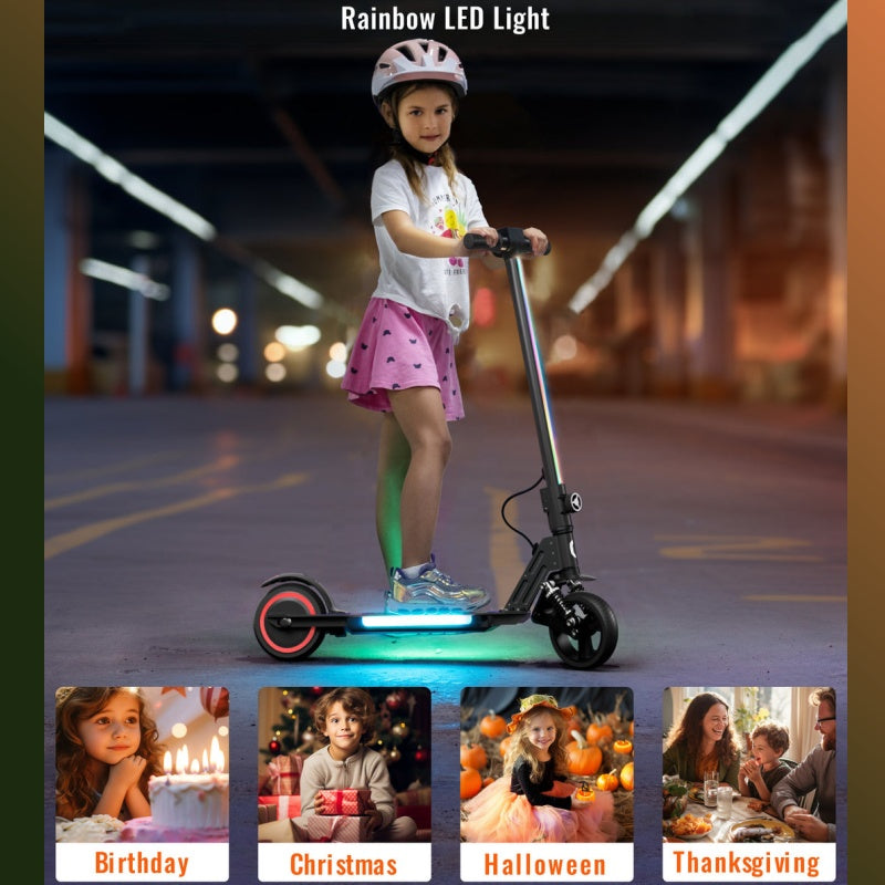 Trottinette électrique pliable SIMATE S5 6,5 pouces pour enfants, avec lampe torche, moteur 130 W, batterie 24 V 2,5 Ah
