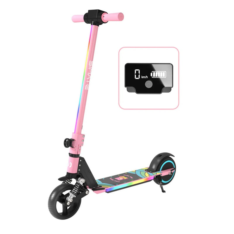 Trottinette électrique pliable SIMATE S5 6,5 pouces pour enfants, avec lampe torche, moteur 130 W, batterie 24 V 2,5 Ah