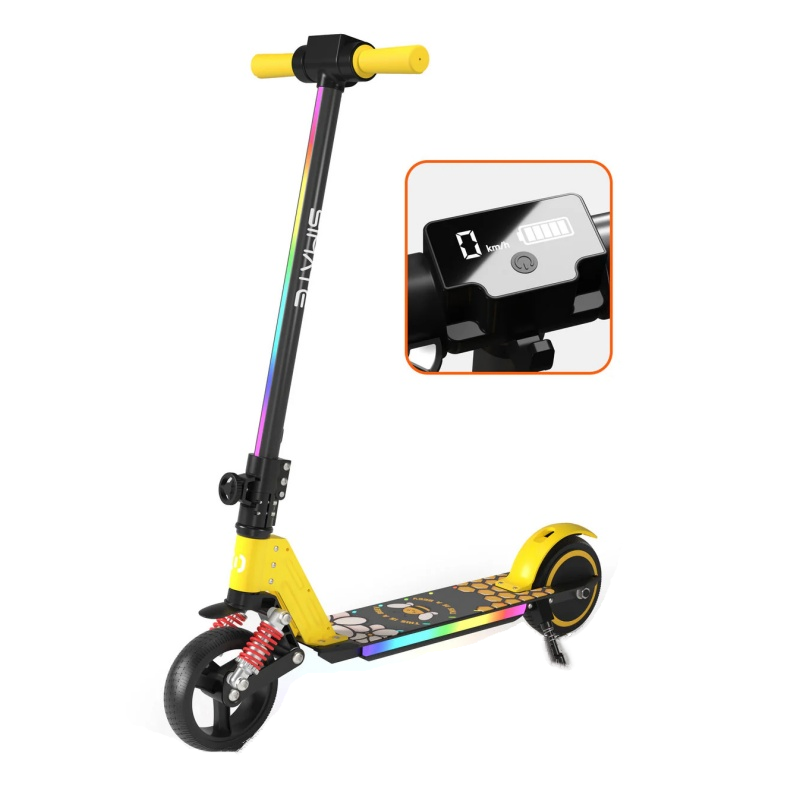Trottinette électrique pliable SIMATE S5 6,5 pouces pour enfants, avec lampe torche, moteur 130 W, batterie 24 V 2,5 Ah