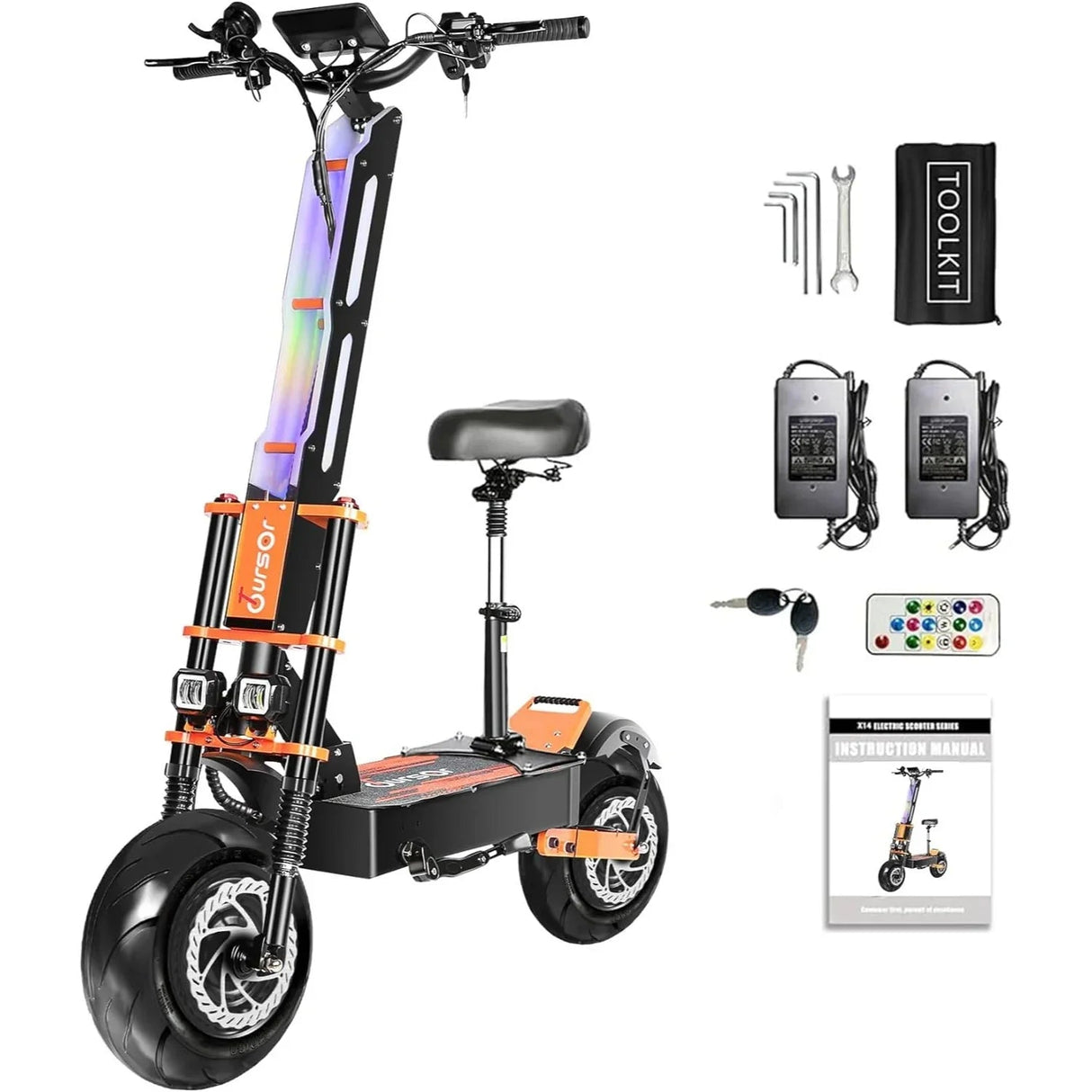 TOURSOR X8P 13" Folding Electric Scooter with Seat 2*4000W Dual Motors 60V 38.8Ah Battery