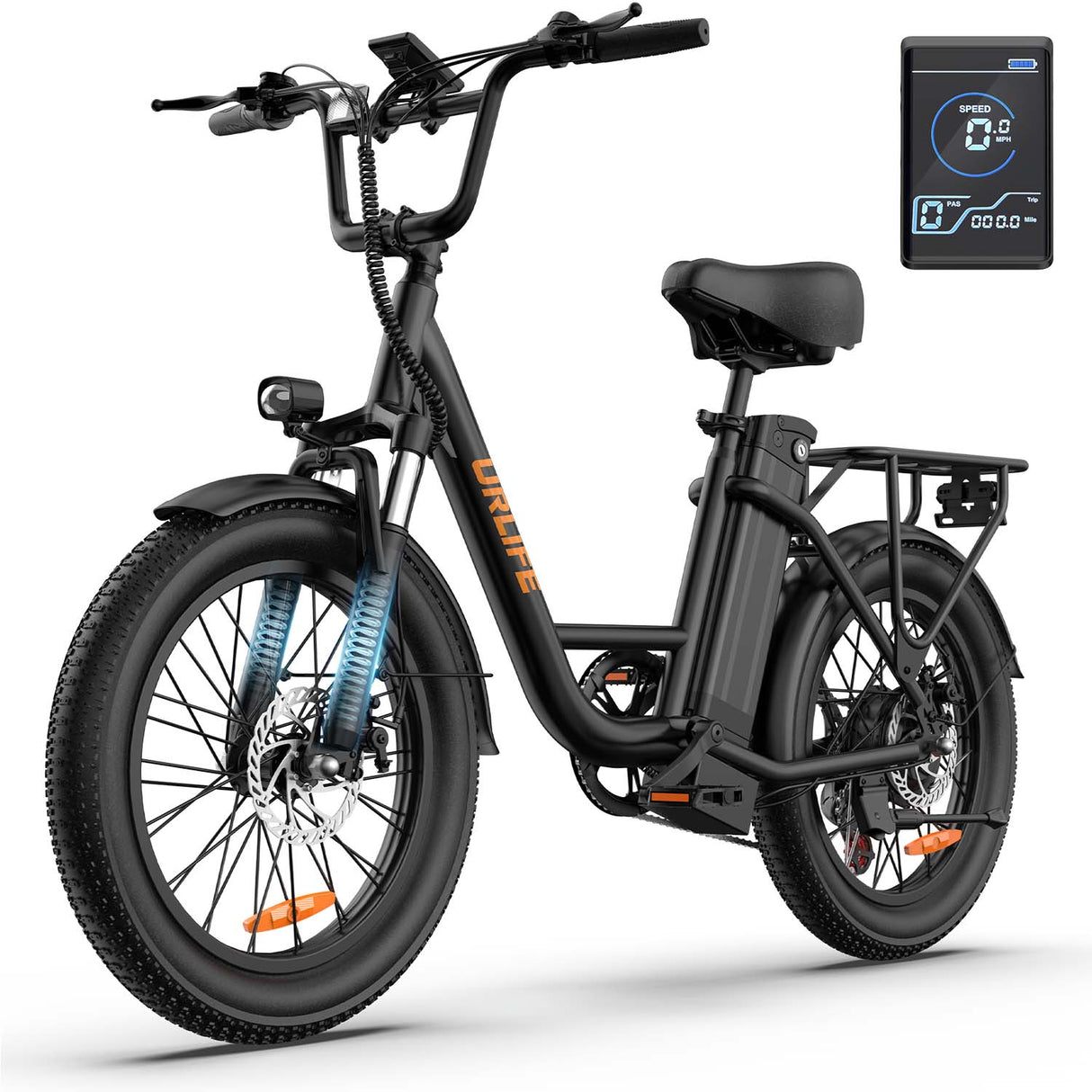 URLIFE E20 20" Step Through Electric Bike 250W Motor 48V 13Ah Battery