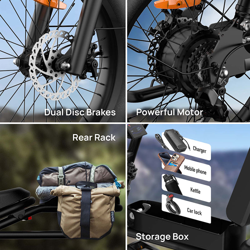 URLIFE T2 20" Off-Road Electric Bike 250W Motor 48V 15.6Ah Battery