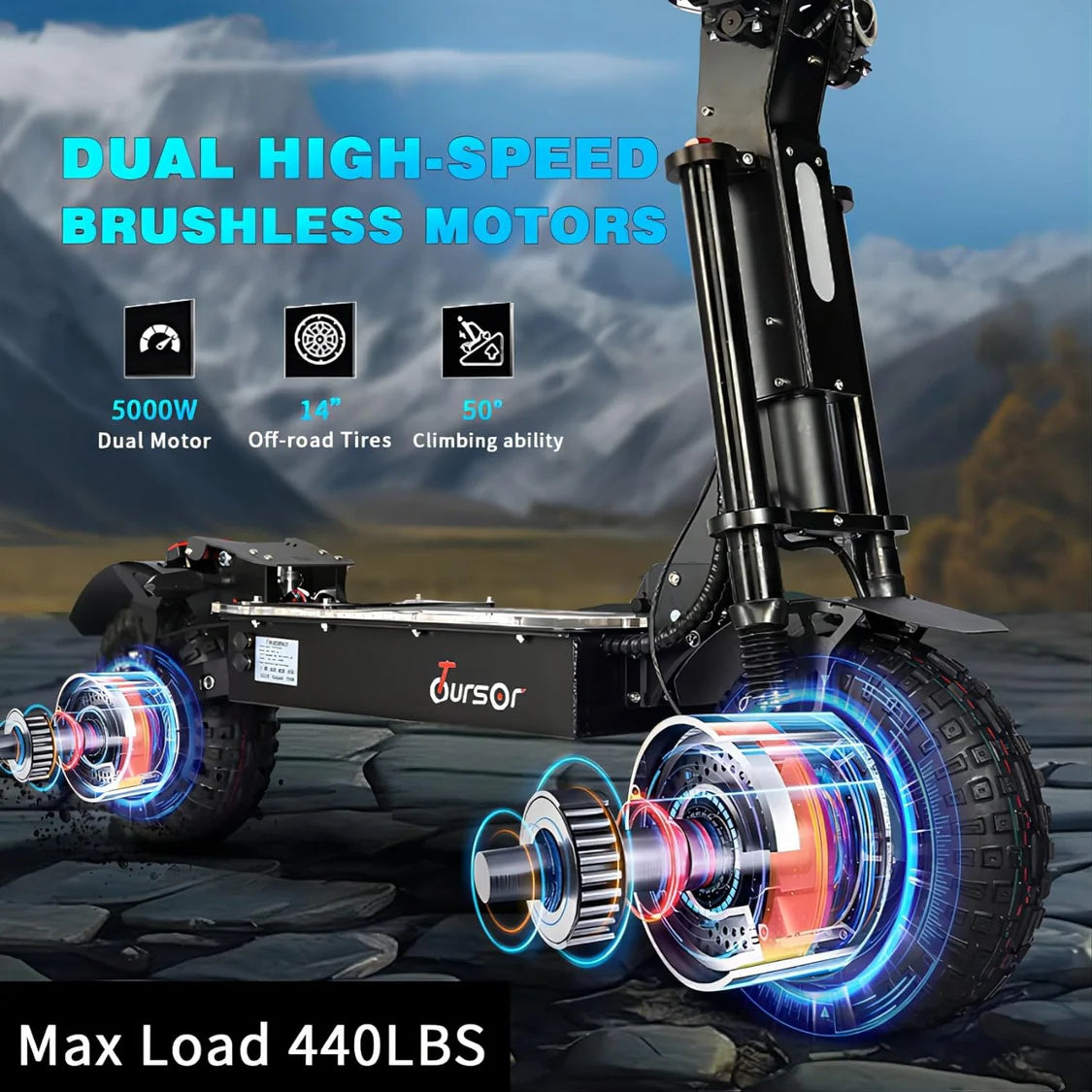 TOURSOR X14 72V 14" Folding Electric Scooter with Seat 2*5000W Dual Motors 72V 40Ah Battery