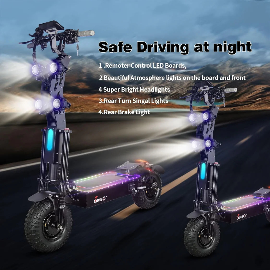 TOURSOR X14 72V 14" Folding Electric Scooter with Seat 2*5000W Dual Motors 72V 40Ah Battery