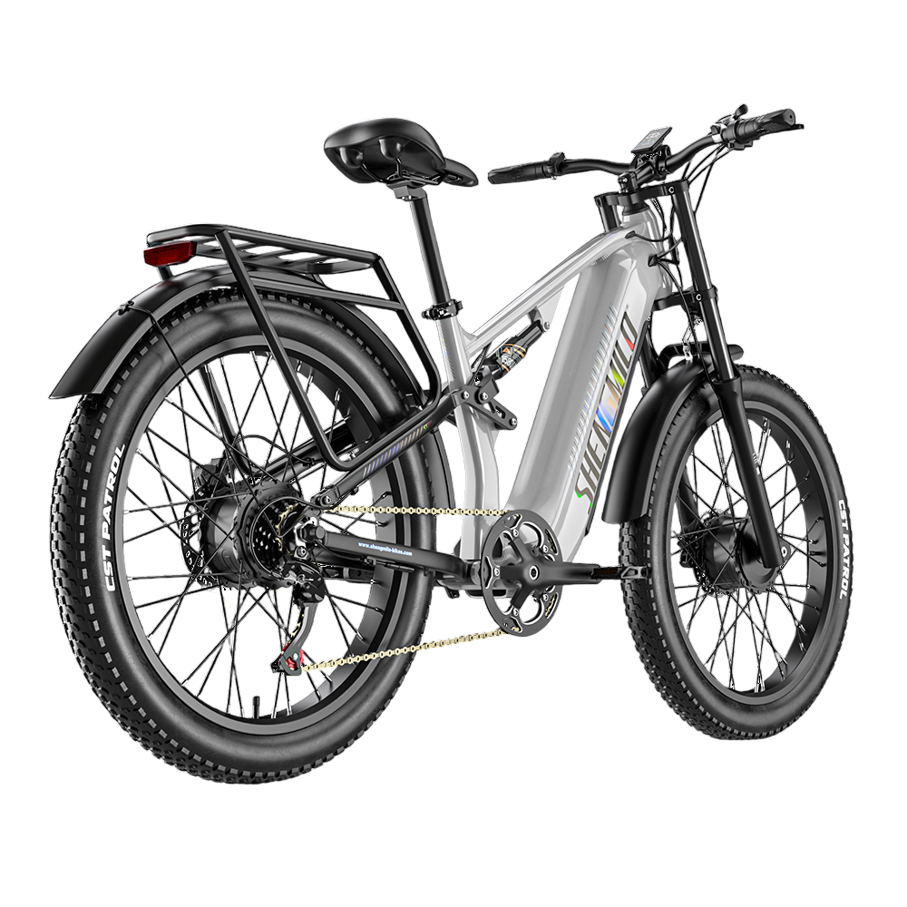Vélo de montagne électrique SHENGMILO S600 26 pouces, double moteur 2000 W, batterie 48 V 17,5 Ah