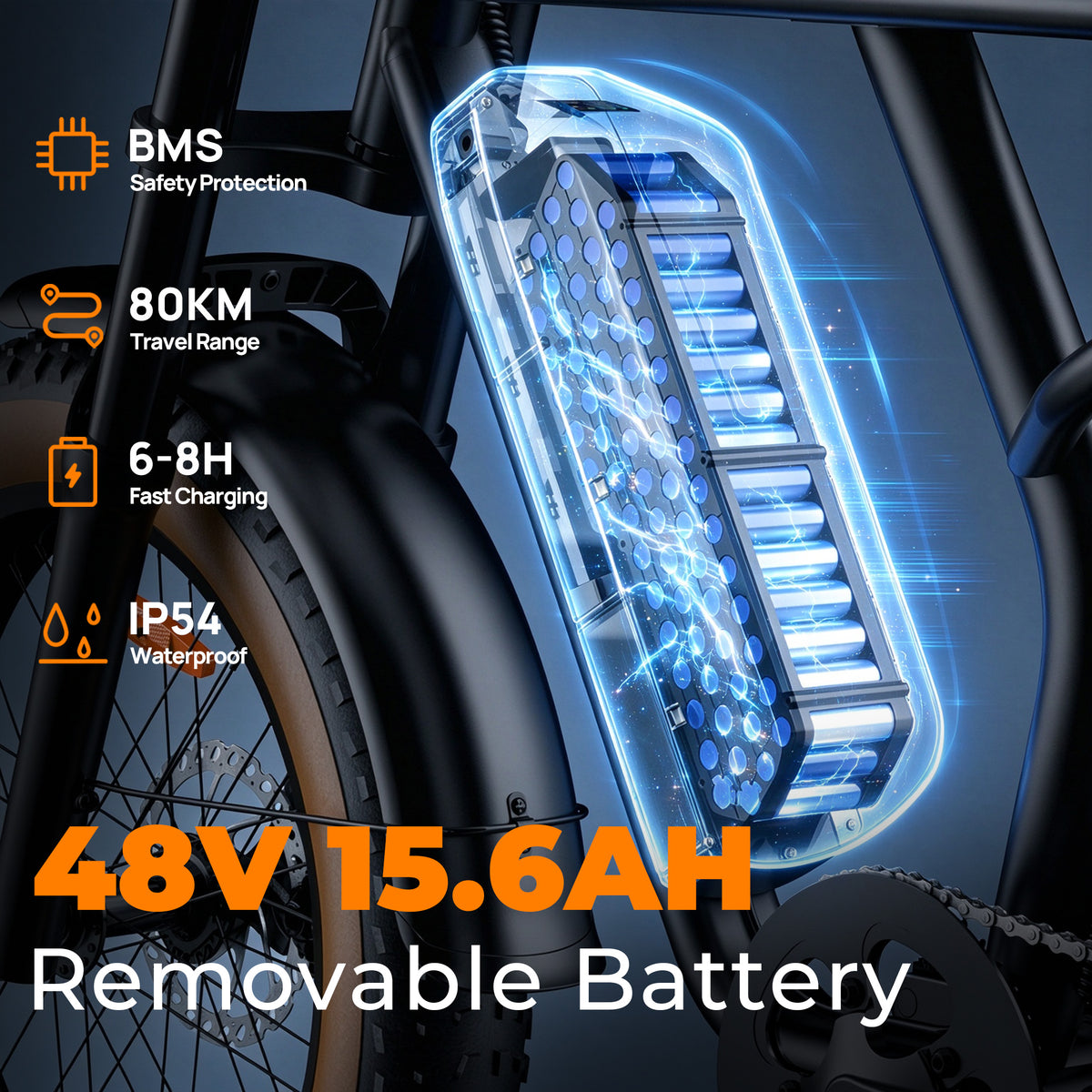 URLIFE T9 20" Off-Road Electric Bike 250W Motor 48V 15.6Ah Battery
