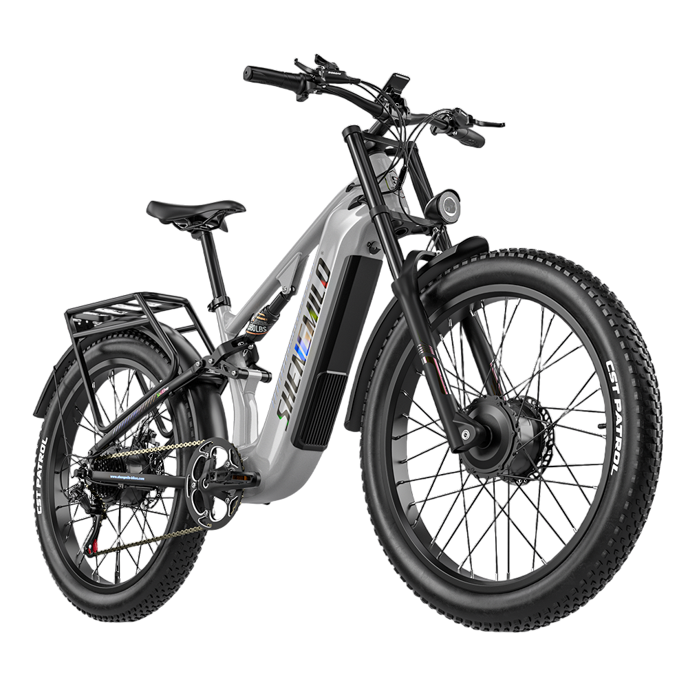 Vélo de montagne électrique SHENGMILO S600 26 pouces, double moteur 2000 W, batterie 48 V 17,5 Ah