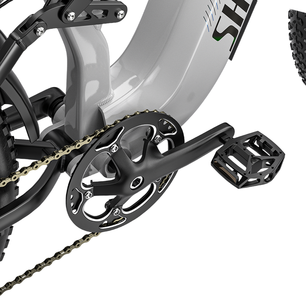 Vélo de montagne électrique SHENGMILO S600 26 pouces, double moteur 2000 W, batterie 48 V 17,5 Ah