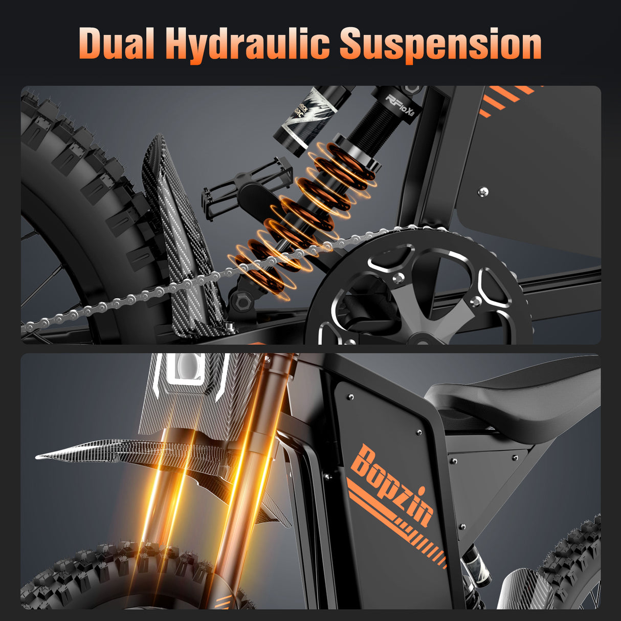 BOPZIN Q8 25" Off-Road E-Bike 3000W Motor 60V 35Ah Battery