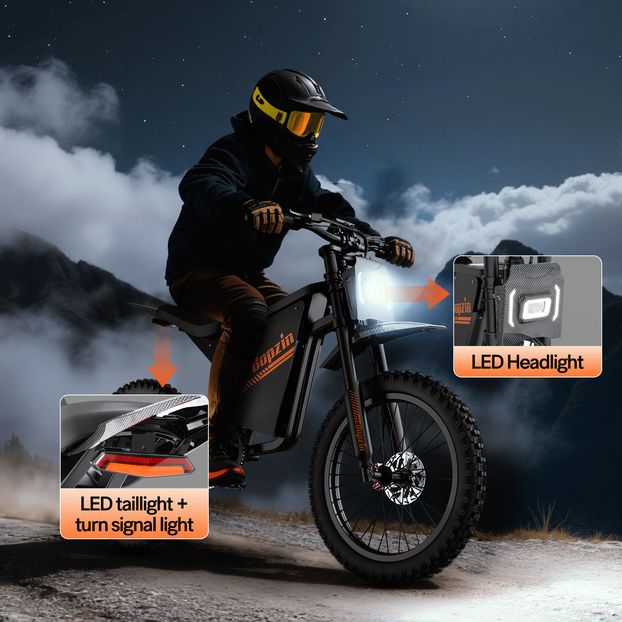 BOPZIN Q8 25" Off-Road E-Bike 3000W Motor 60V 35Ah Battery