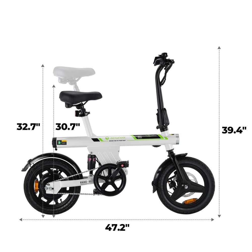 ISINWHEEL U1 14" Folding Electric Bike 500W Motor 36V 7.8Ah Battery