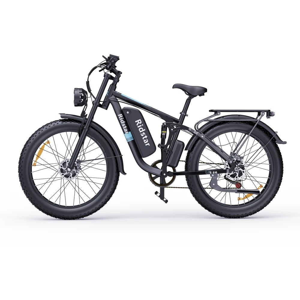 RIDSTAR E26 Pro 26" Fat Tires Mountain Electric Bike 2000W Dual Motor 48V 23Ah Battery