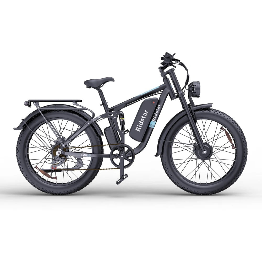 RIDSTAR E26 Pro 26" Fat Tires Mountain Electric Bike 2000W Dual Motor 48V 23Ah Battery