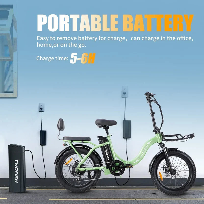 TWOFISH TF2 20" Folding Electric Bike 250W Motor 36V 17.8Ah Battery