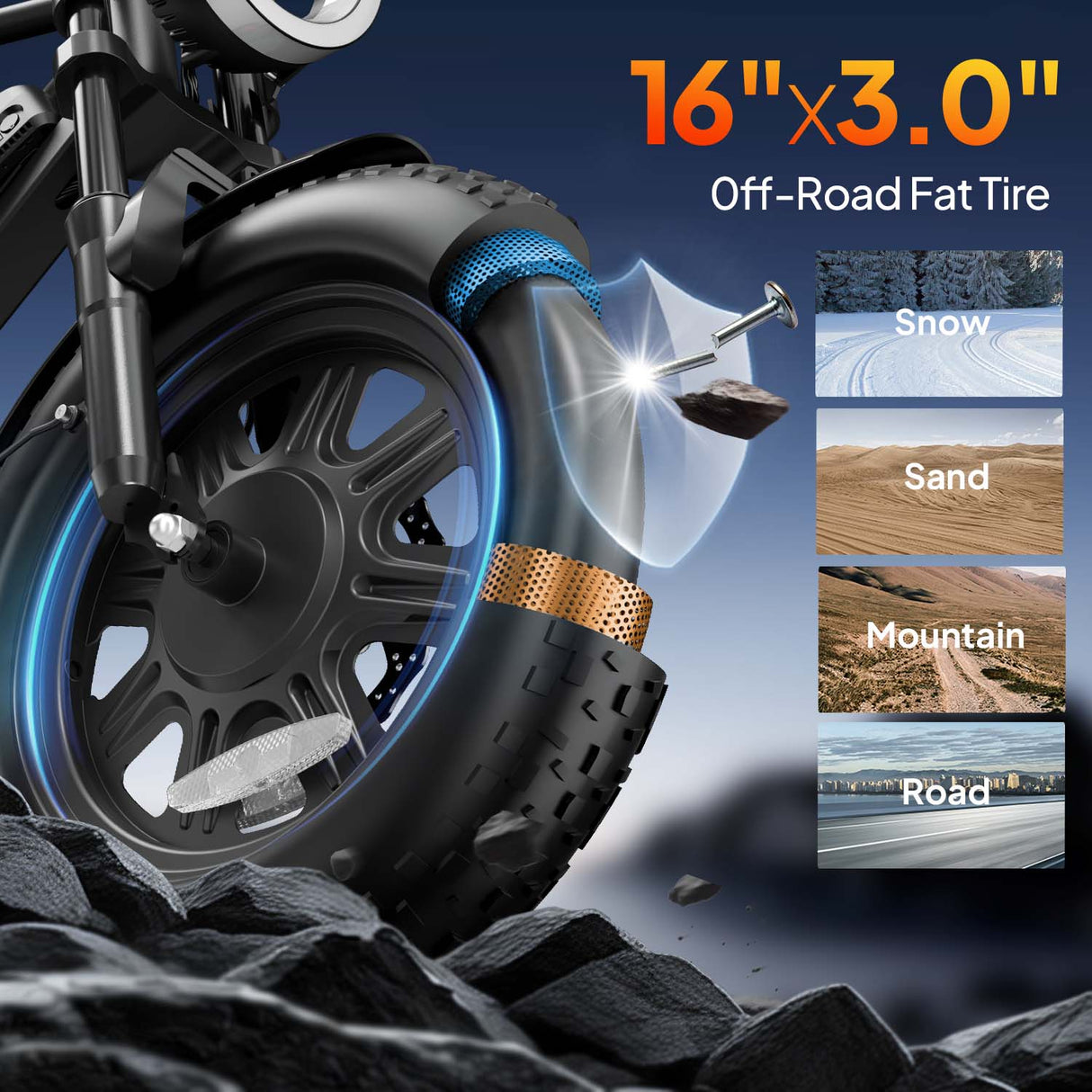 URLIFE T16 16" Off-Road E-Bike 250W Motor 48V 13Ah Battery