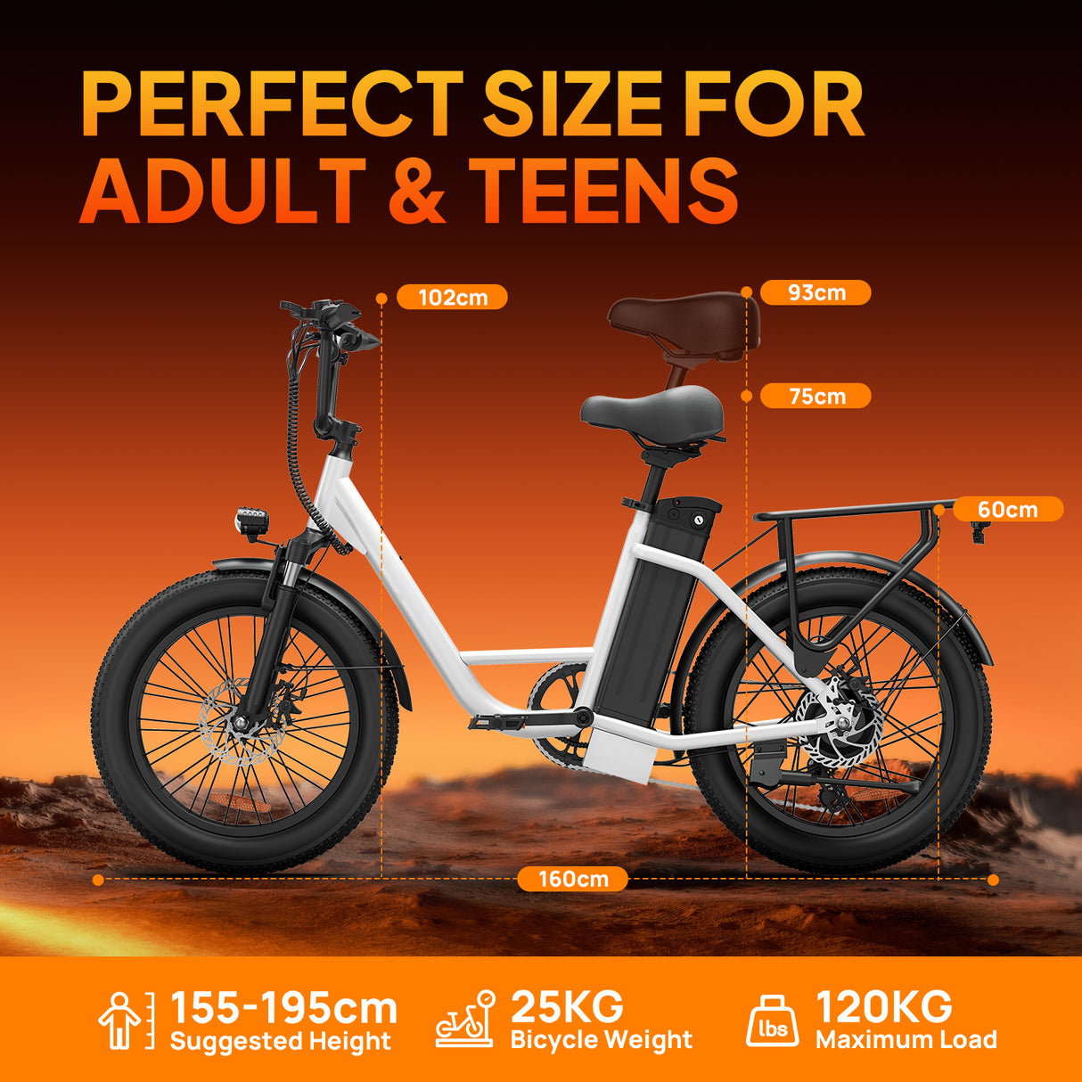 URLIFE E20 20" Step Through Electric Bike 250W Motor 48V 13Ah Battery