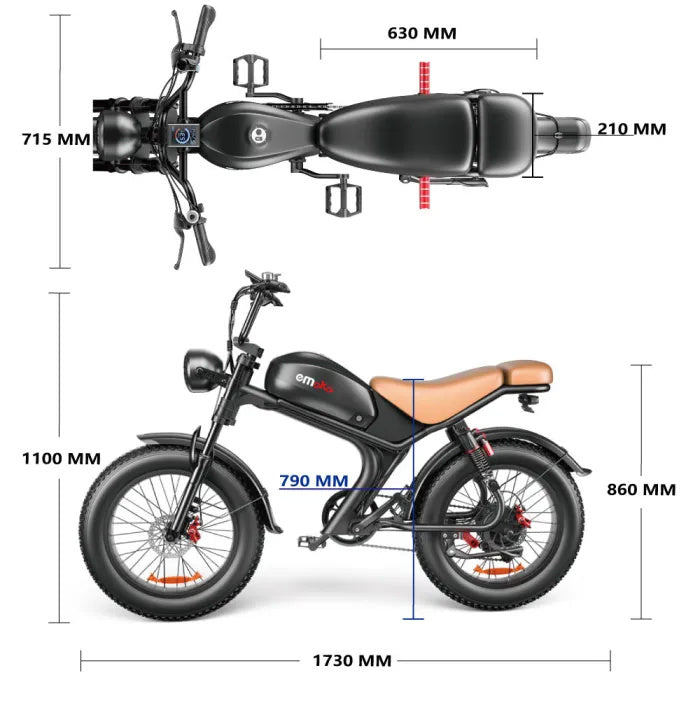 EMOKO C93 20" Fat Tire Electric Off-Road Bike 2*1000W Dual Motor 48V 20Ah Battery