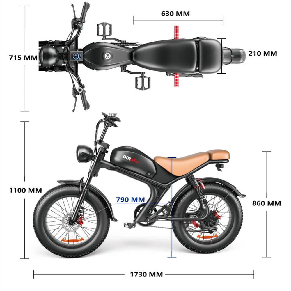 EMOKO C93 20" Fat Tire Electric Off-Road Bike 1000w Motor 48V 20Ah Battery