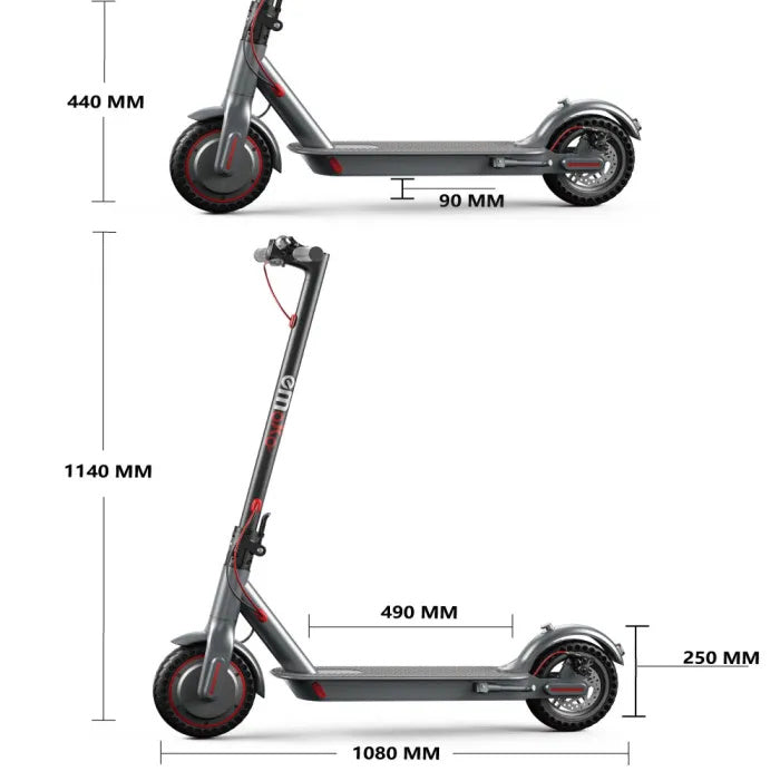 EMOKO HT-H4 Pro black red gray silver Electric Scooter size gleeride