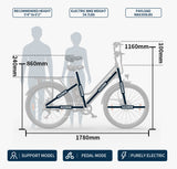 OneSport OT18-3 step-through ebike size recommened height