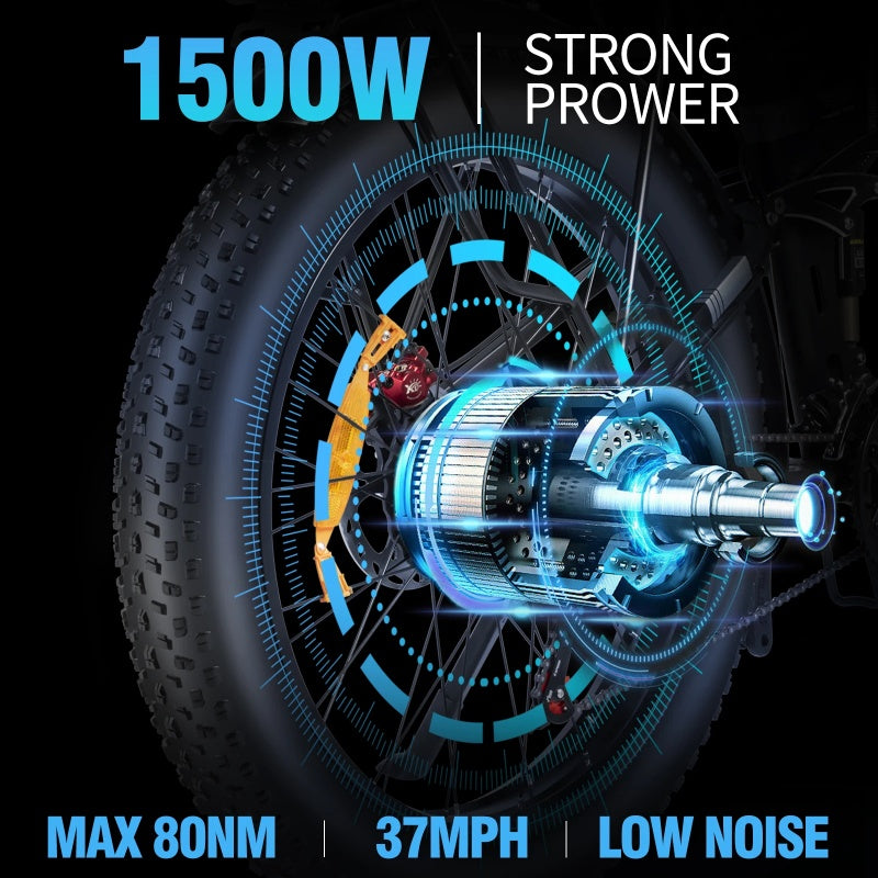 Ridstar H26 Pro 26" Fat Tire Electric Foldable Bike 1500W Motor 48V 20Ah Battery